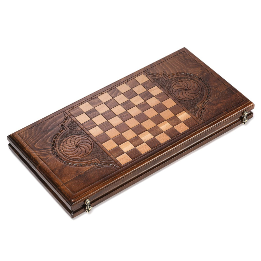 Нарды резные Рэкто "Герб России" средние 50, Harutyunyan купить в Екатеринбурге