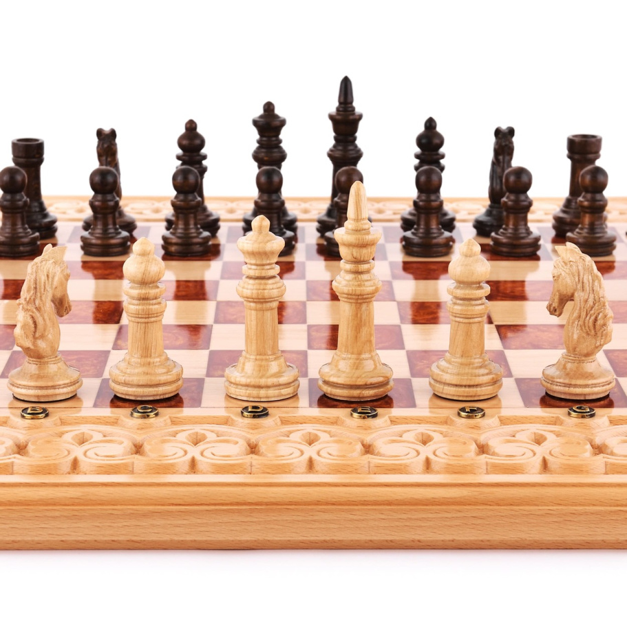 Шахматы + нарды резные "Гелиодор" большие, 60 купить в Екатеринбурге