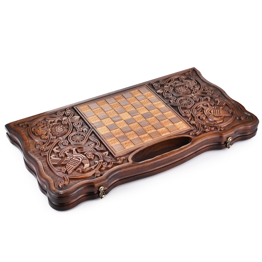 Нарды резные  "Герб России 3"  большие 60, Harutyunyan купить в Екатеринбурге