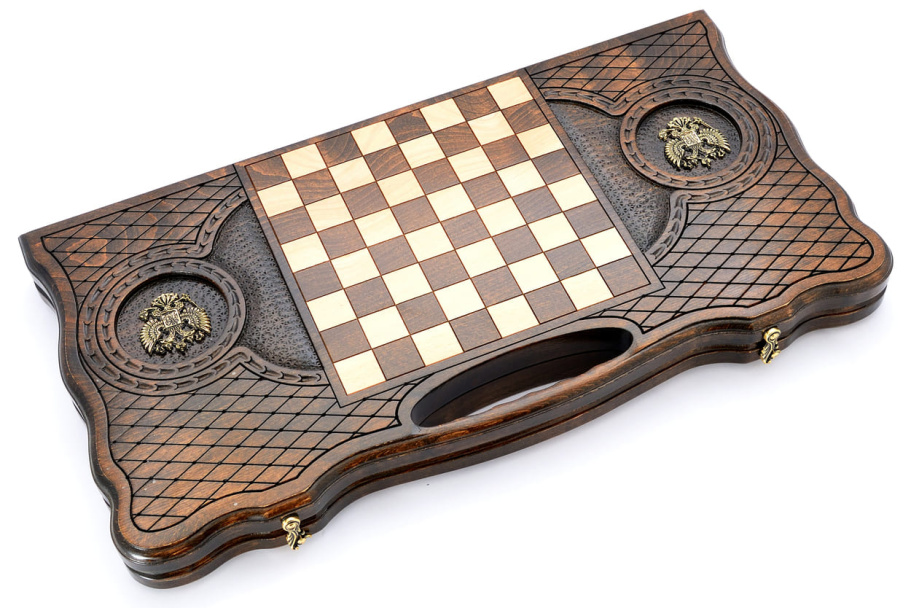 Нарды резные  "Герб России 4"  большие 60, Harutyunyan купить в Екатеринбурге