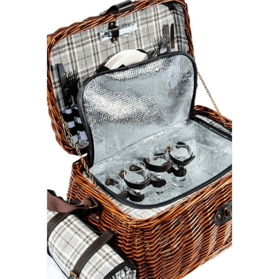 Корзина для пикника Рассвет (на 4 персоны) с пледом купить в Екатеринбурге