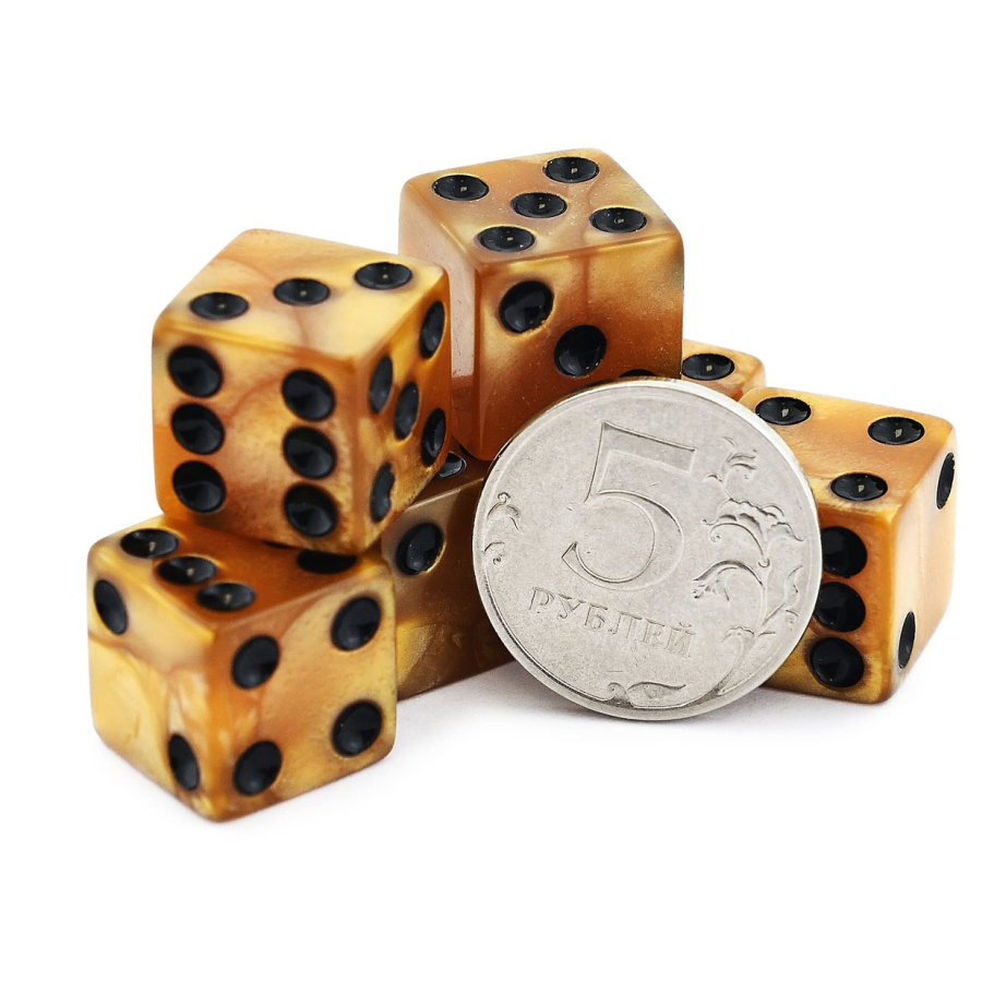 Кости игральные "Лазурь" акрил, желтый, 15 мм (2 шт.) купить в Екатеринбурге