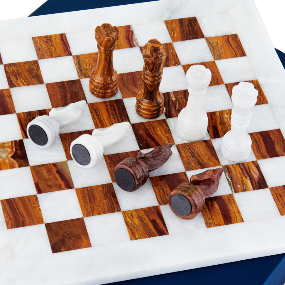 Шахматы каменные "Карфаген" мрамор и яшма 30 купить в Екатеринбурге