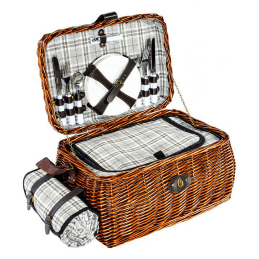 Корзина для пикника Рассвет (на 4 персоны) с пледом