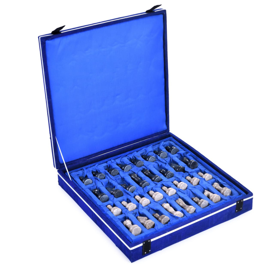 Шахматы из камня "Карфаген" серый и черный мрамор 40 купить в Екатеринбурге