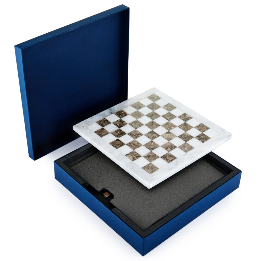 Шахматы из камня "Артер Карфаген" серый мрамор 40 купить в Екатеринбурге