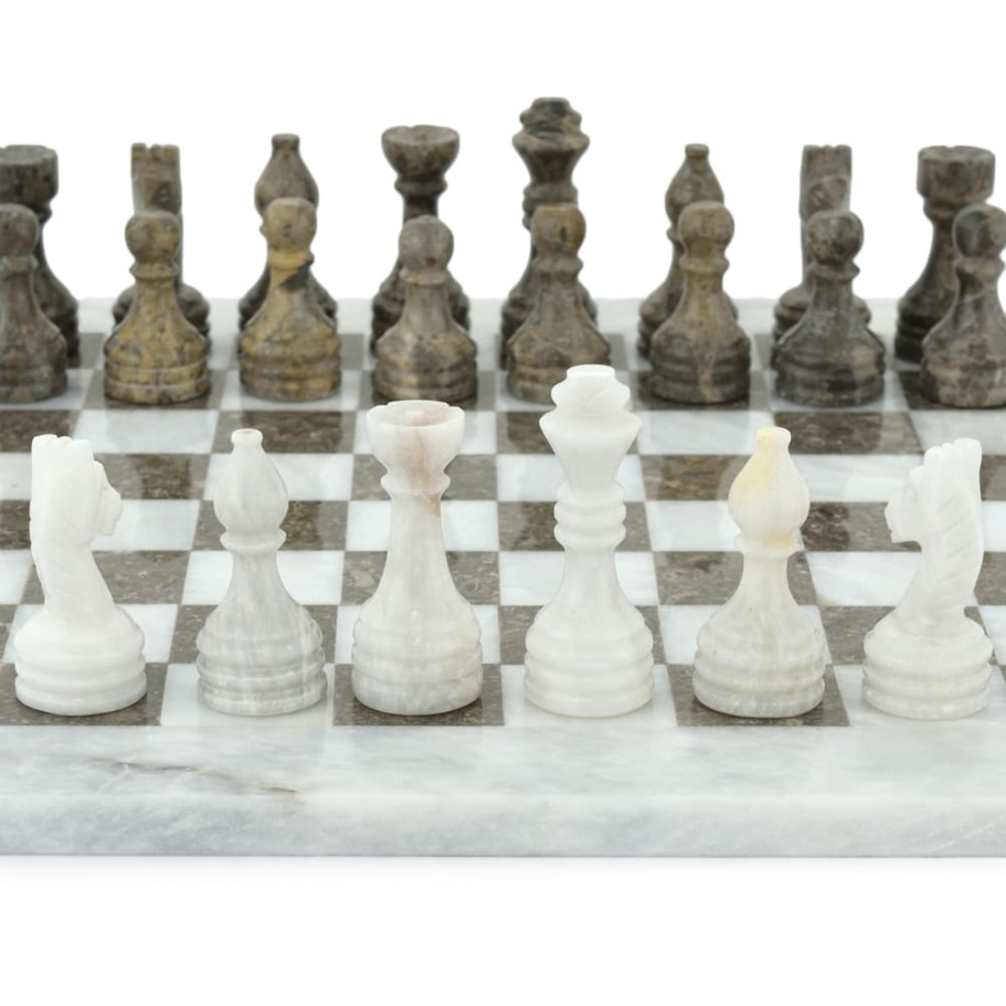 Шахматы из камня "Финикия" серый мрамор 30 купить в Екатеринбурге