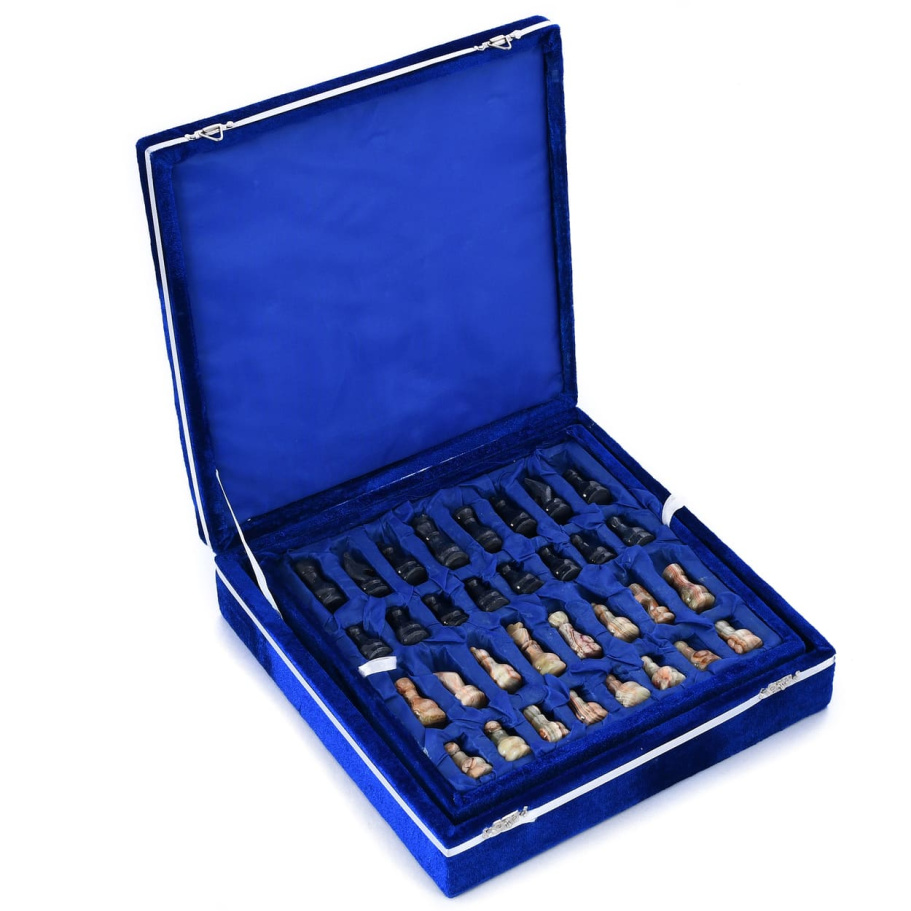 Шахматы каменные "Карфаген" темный мрамор и оникс 25 купить в Екатеринбурге