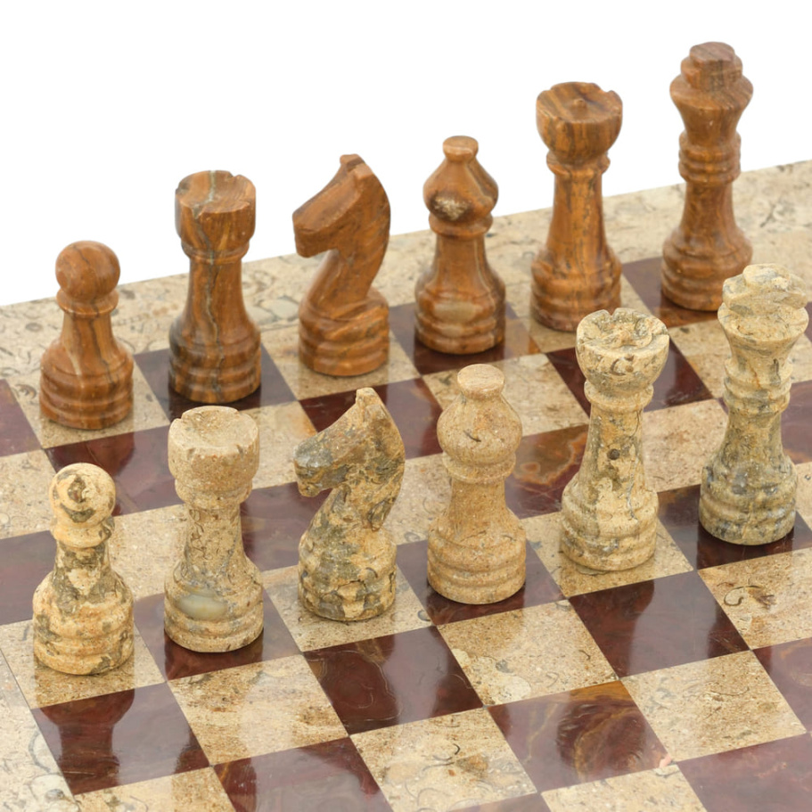 Шахматы из камня "Сицилия" яшма и ракушечник 40 купить в Екатеринбурге