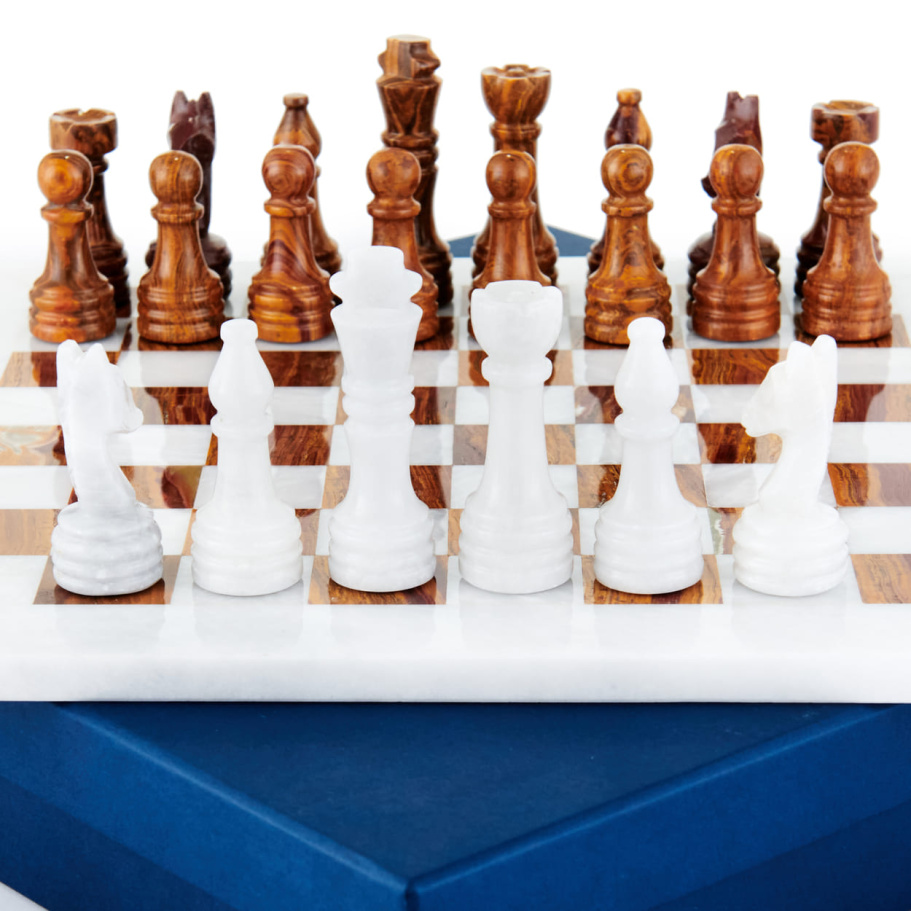 Шахматы каменные "Карфаген" мрамор и яшма 30 купить в Екатеринбурге