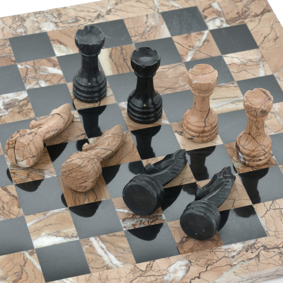 Шахматы из камня "Византия" розовый мрамор 30 купить в Екатеринбурге