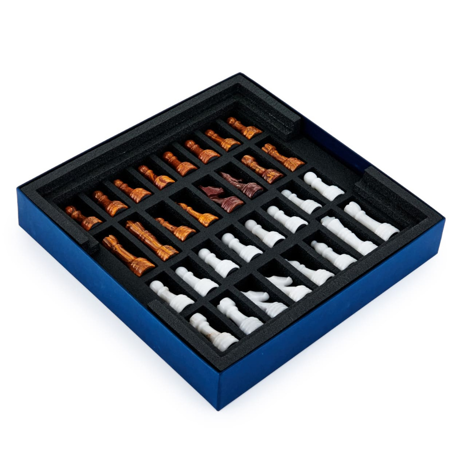 Шахматы каменные "Карфаген" мрамор и яшма 30 купить в Екатеринбурге