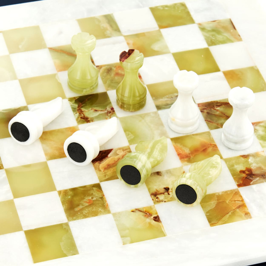 Шахматы каменные "Карфаген" мрамор и оникс 40 купить в Екатеринбурге