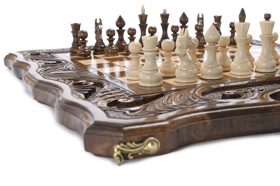 Шахматы + нарды резные "Фетис"  40, Harutyunyan купить в Екатеринбурге