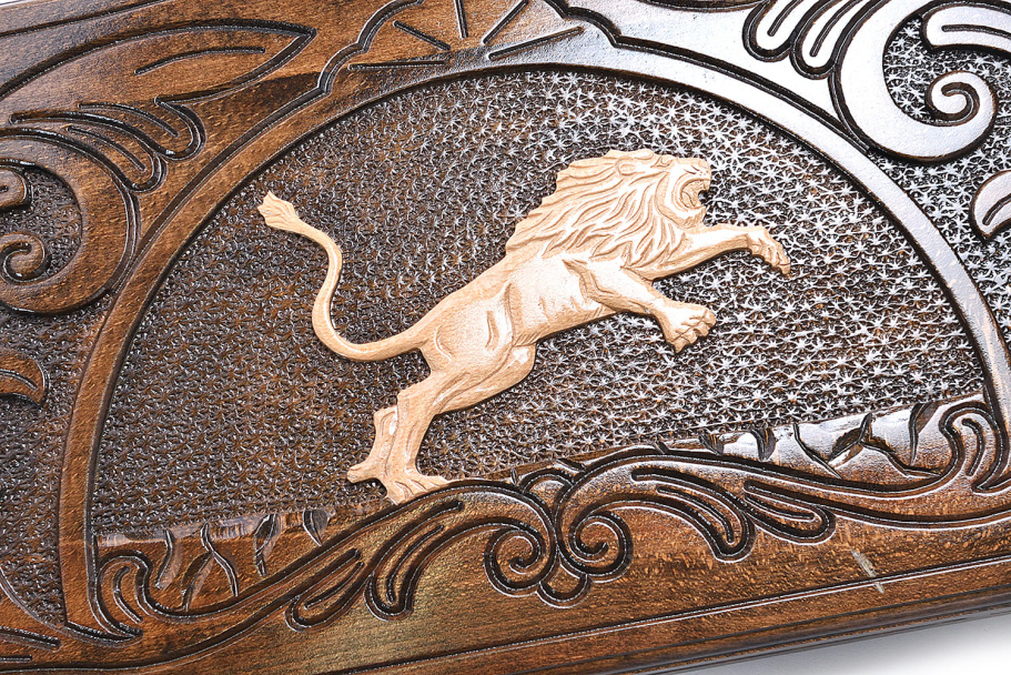 Нарды резные "Лев на охоте" большие 60, Osipov купить в Екатеринбурге