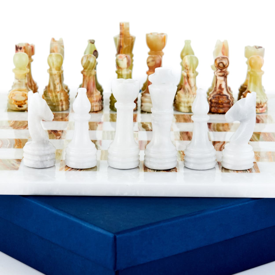 Шахматы каменные "Карфаген" мрамор и оникс 30 купить в Екатеринбурге
