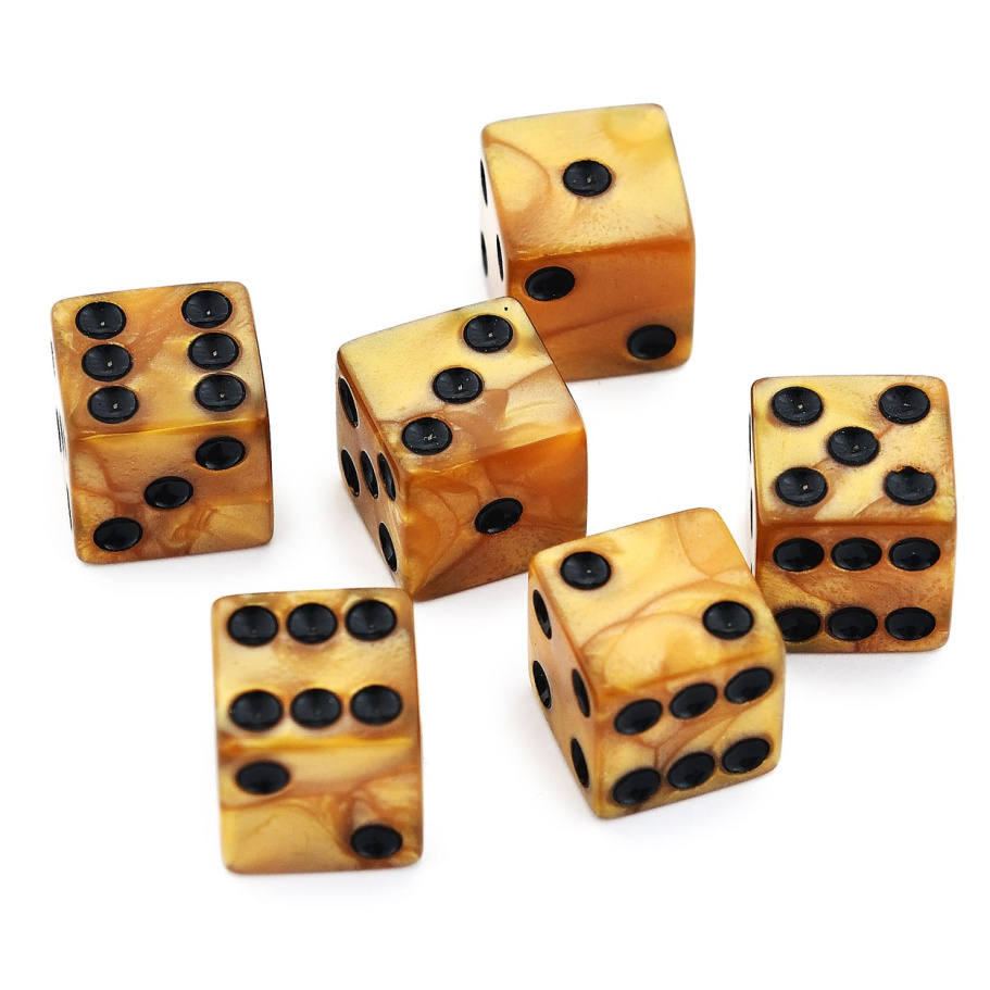 Кости игральные "Лазурь" акрил, желтый, 15 мм (2 шт.) купить в Екатеринбурге