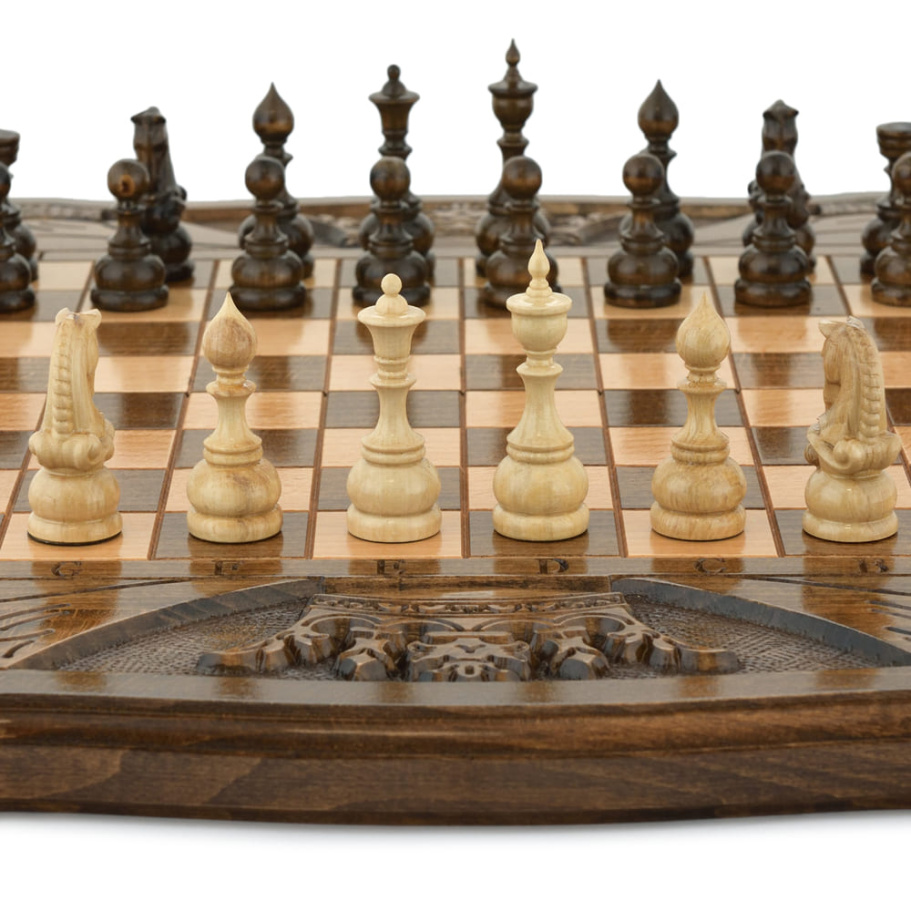 Шахматы + нарды резные "Корона" 50, Harutyunyan купить в Екатеринбурге