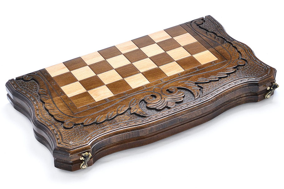 Шахматы + нарды резные "Шахматная история" 50, Harutyunyan купить в Екатеринбурге