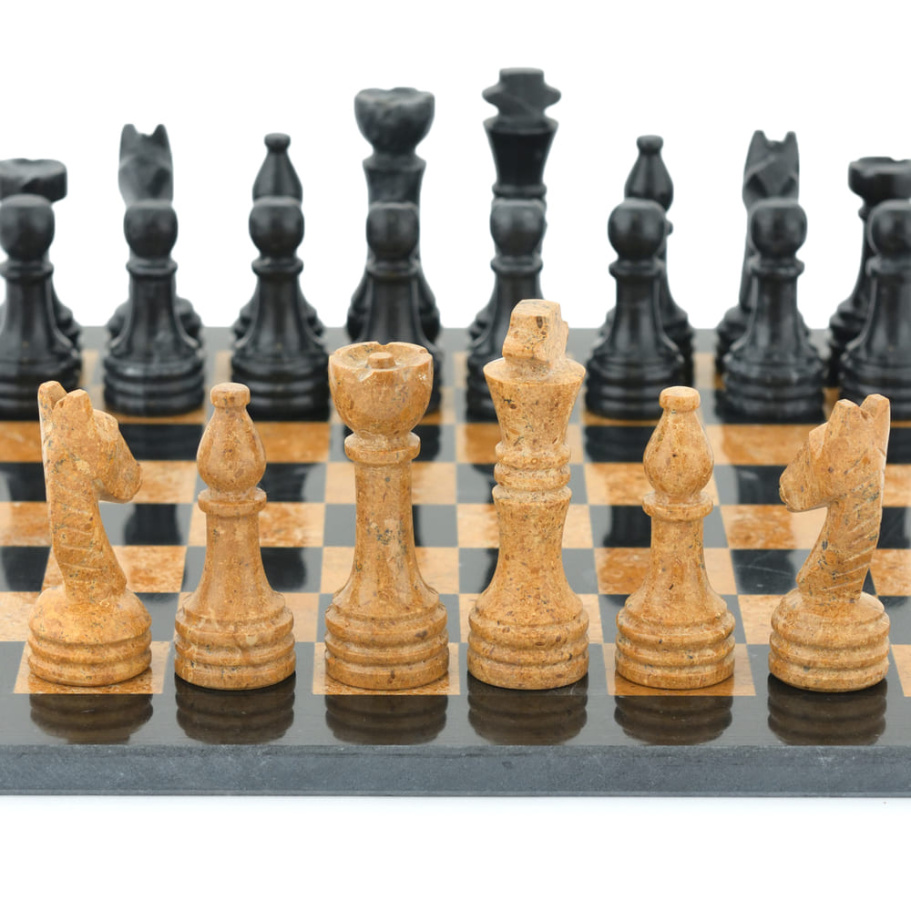 Шахматы из камня "Илион" мрамор и ракушечник 40 купить в Екатеринбурге