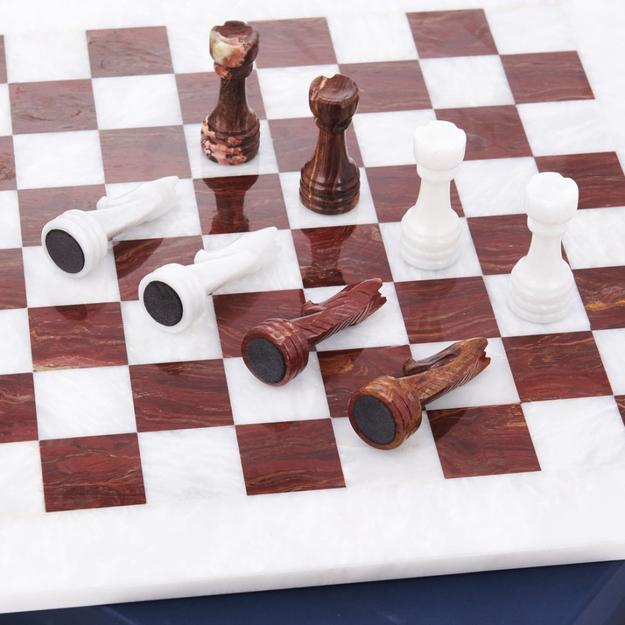 Шахматы из камня "Артер Карфаген" мрамор и яшма 40 купить в Екатеринбурге