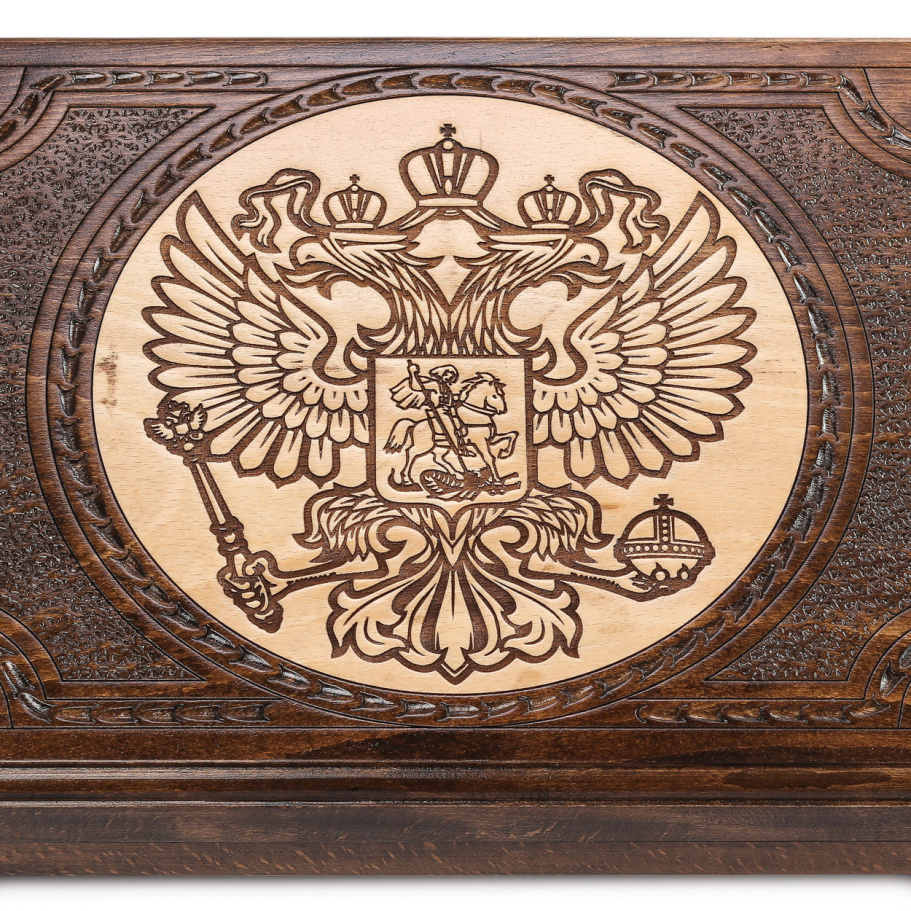 Нарды резные Рэкто "Герб России" средние 50, Harutyunyan купить в Екатеринбурге