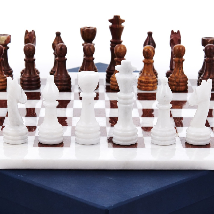Шахматы из камня "Артер Карфаген" мрамор и яшма 40 купить в Екатеринбурге