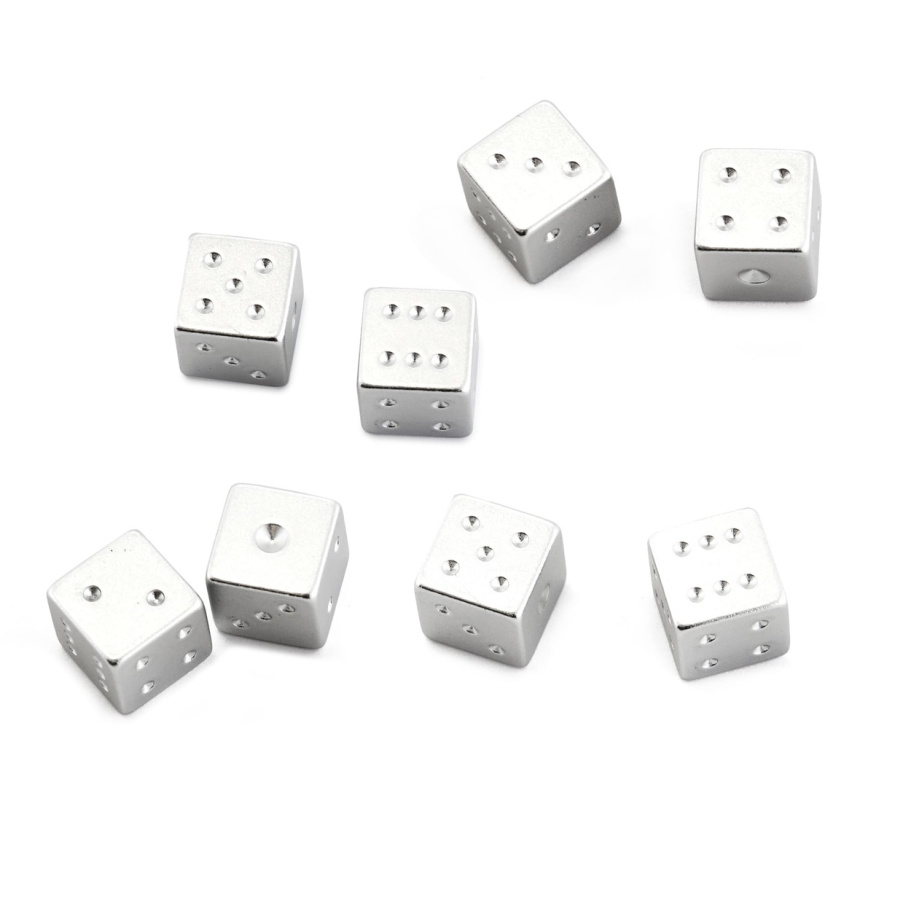Кости игральные "Премиум" металл, серебристый, 15 мм (2 шт.) купить в Екатеринбурге