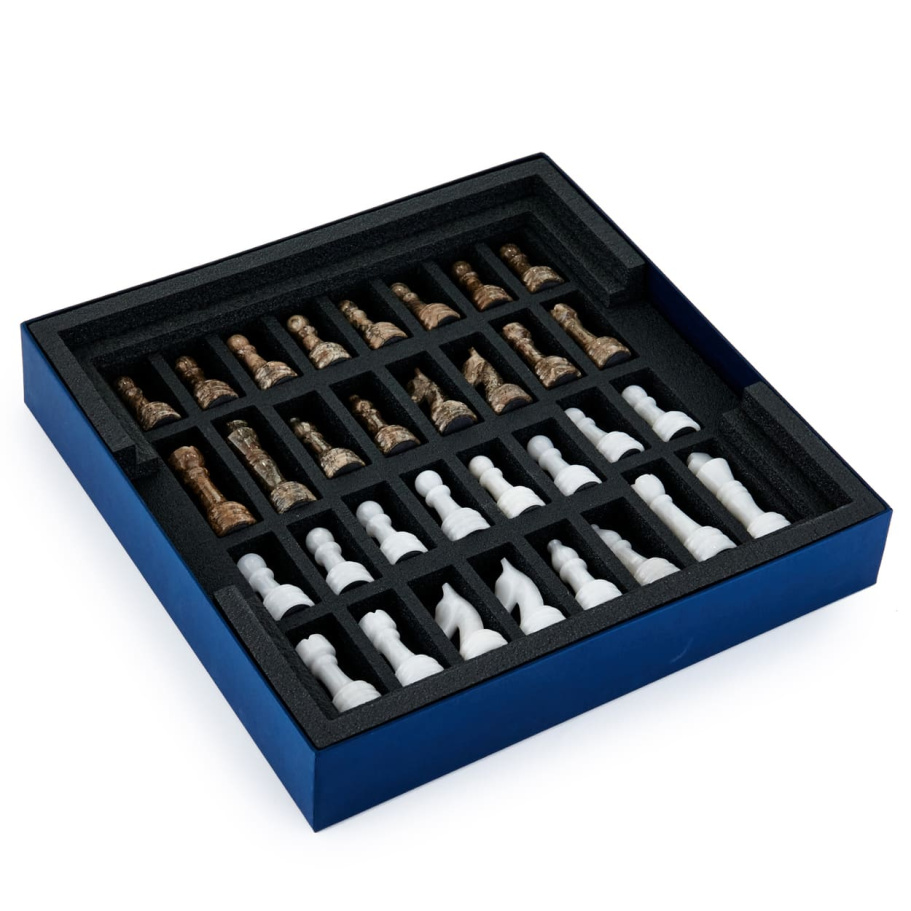 Шахматы из камня "Артер Карфаген" серый мрамор 40 купить в Екатеринбурге