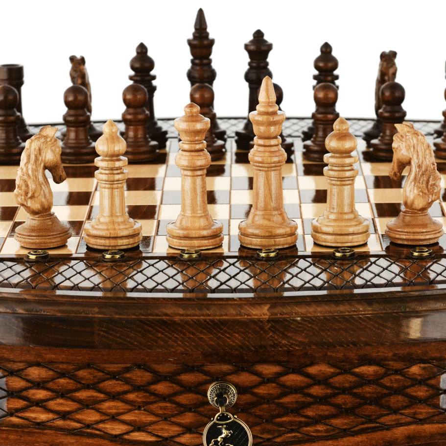Стол ломберный Шахматы резные "Гиперион" 60 купить в Екатеринбурге