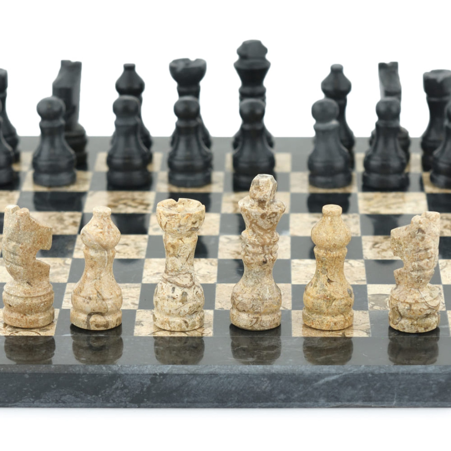 Шахматы из камня "Илион" мрамор и ракушечник 25 купить в Екатеринбурге