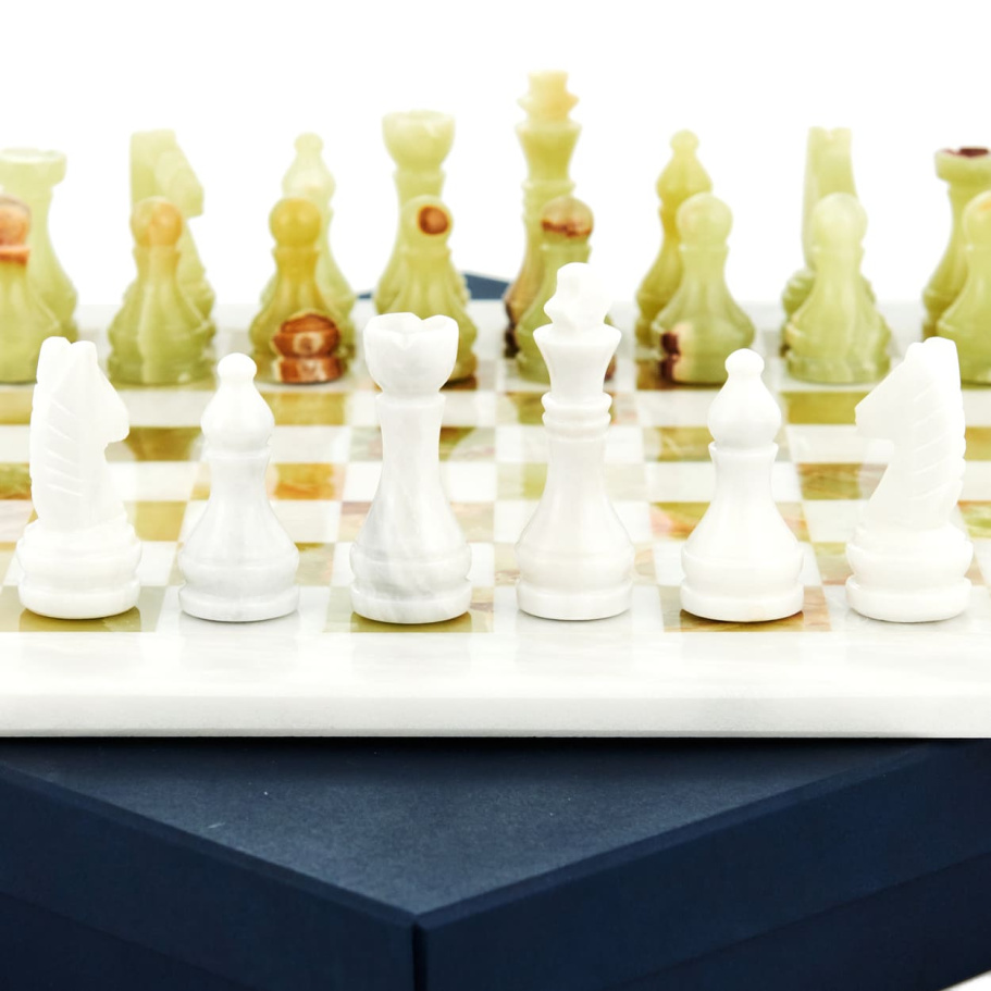 Шахматы каменные "Карфаген" мрамор и оникс 40 купить в Екатеринбурге