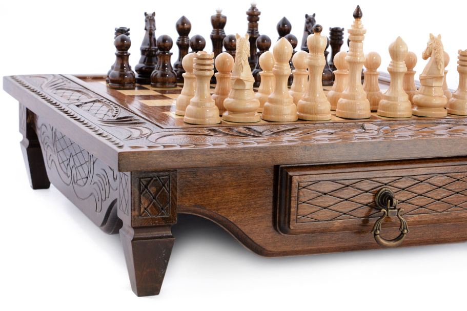 Шахматы резные в ларце "Дебют" 50, Harutyunyan купить в Екатеринбурге