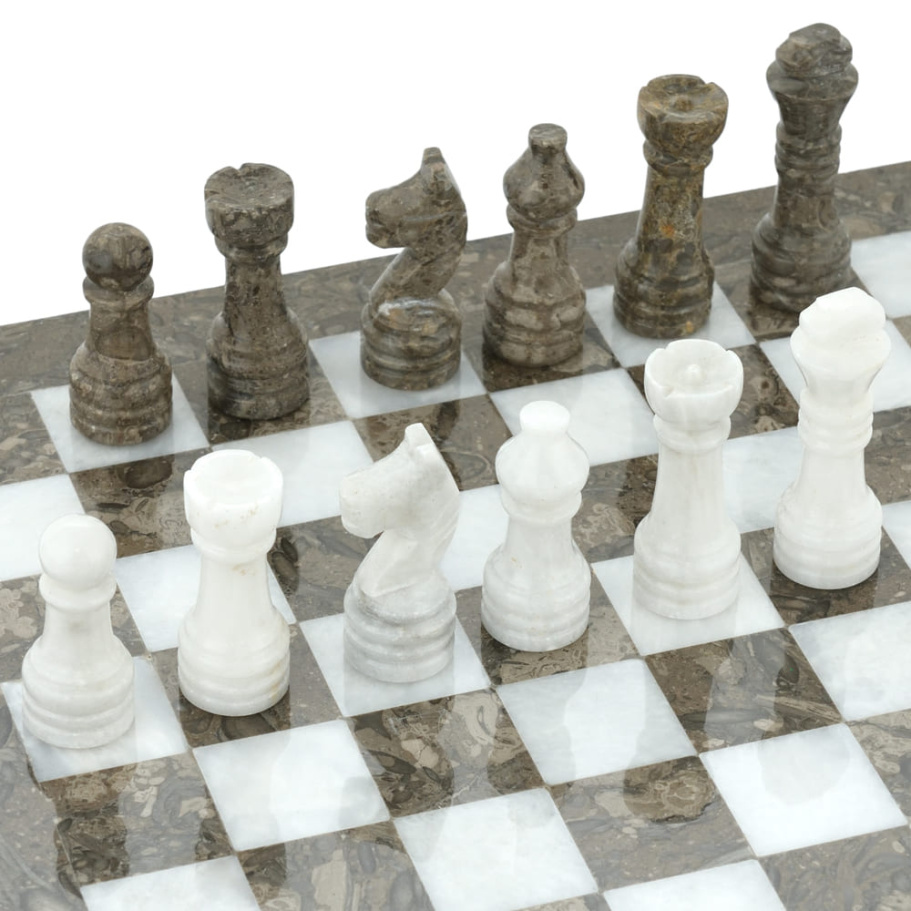 Шахматы из камня "Одиссея" серый мрамор 40 купить в Екатеринбурге