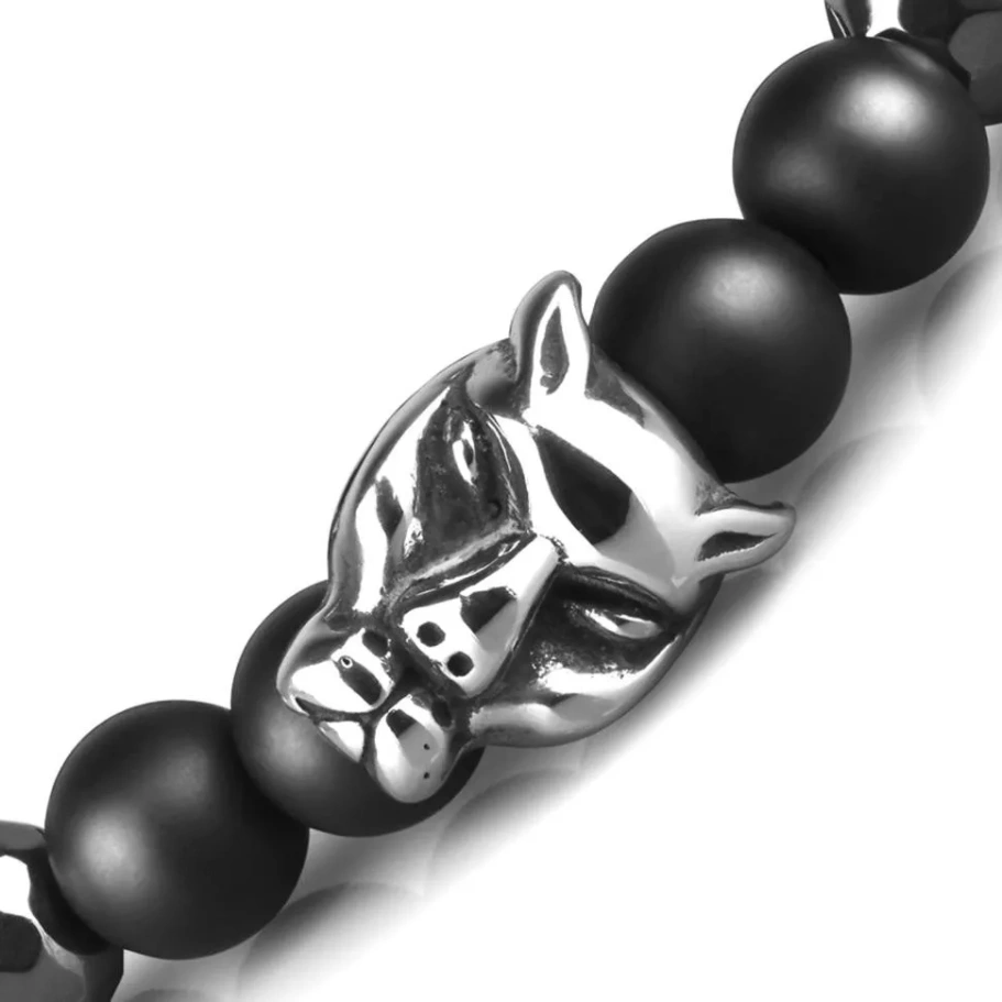 Браслет Пантера камень агат и гематит, 1 * 18 см купить в Екатеринбурга