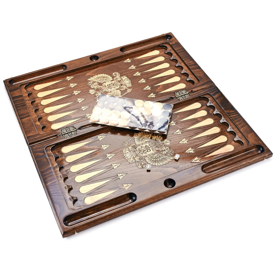 Нарды резные Рэкто "Герб России"  большие 60, Harutyunyan купить в Екатеринбурге