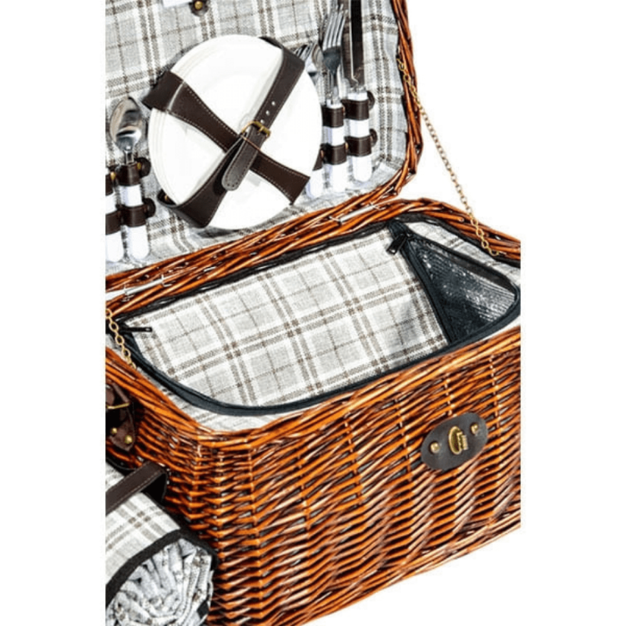 Корзина для пикника Рассвет (на 4 персоны) с пледом купить в Екатеринбурге