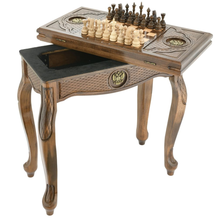 Стол ломберный Шахматы + Нарды резные "Родина" 60, Harutyunyan купить в Екатеринбурге