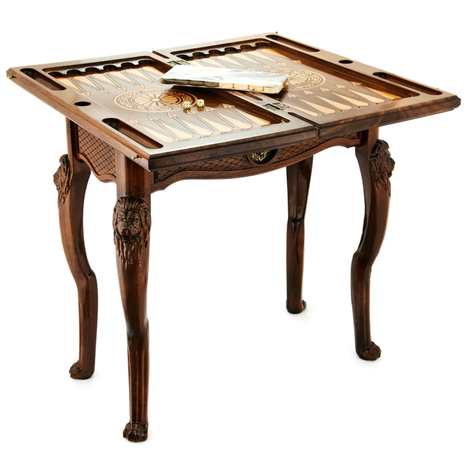 Стол ломберный Нарды резные "Львиный вожак" 60 купить в Екатеринбурге