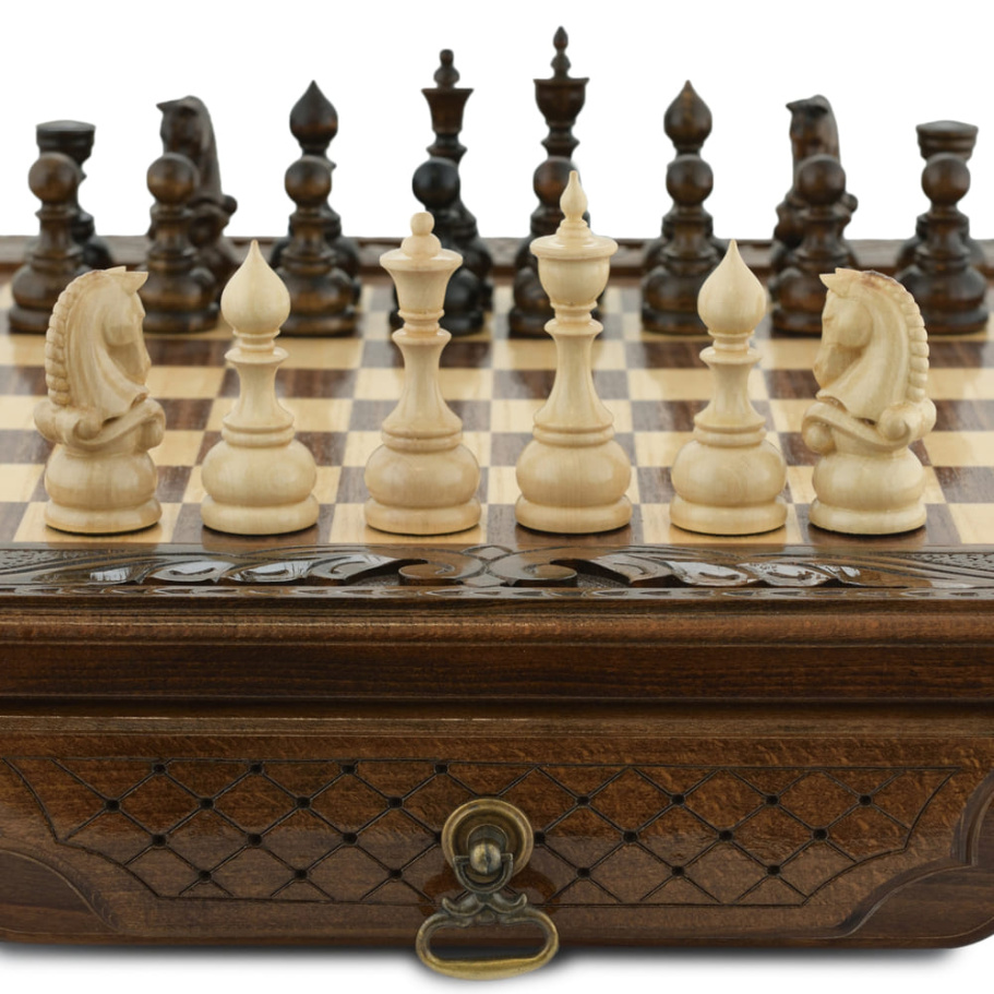 Шахматы резные в ларце с ящиками "Simba" 40, Harutyunyan купить в Екатеринбурге