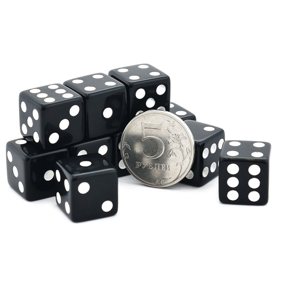Кости игральные "Классика" пластик, черные, 15 мм (2 шт.) купить в Екатеринбурге