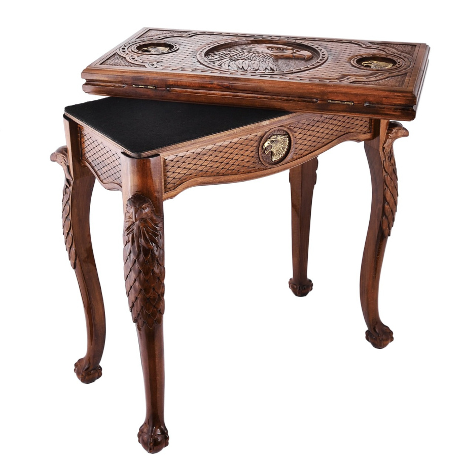 Стол ломберный Шахматы резные "Небесный охотник" 60 купить в Екатеринбурге