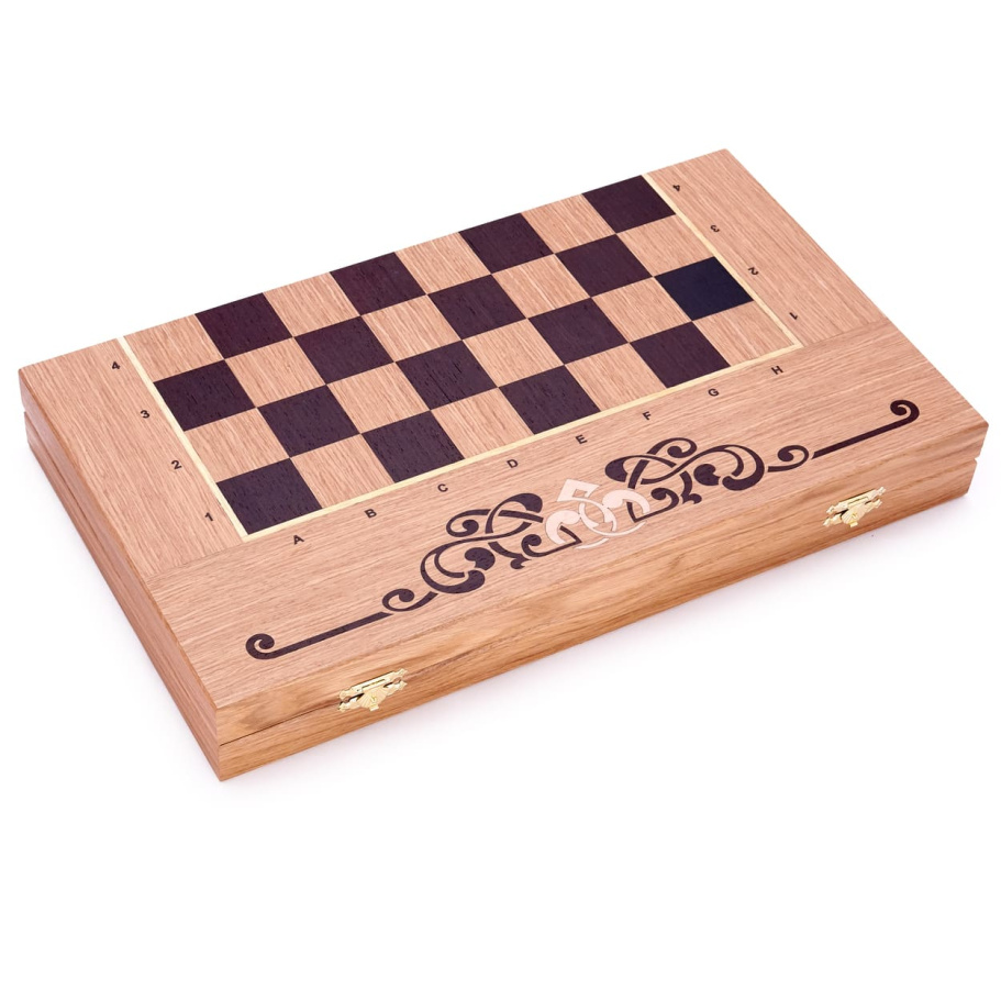 Шахматы + нарды резные "Венеция" дуб купить в Екатеринбурге