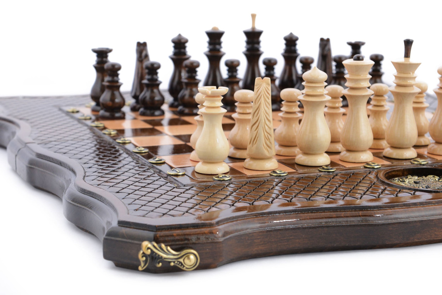 Шахматы + нарды резные "Флагман" 50, Harutyunyan купить в Екатеринбурге