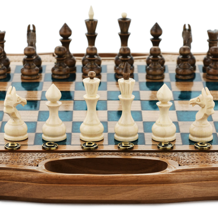 Шахматы + нарды резные "Топаз" 30 купить в Екатеринбурге
