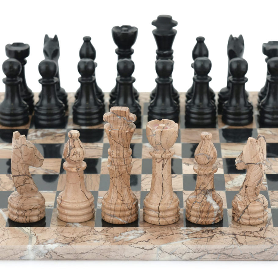 Шахматы из камня "Византия" розовый мрамор 30 купить в Екатеринбурге