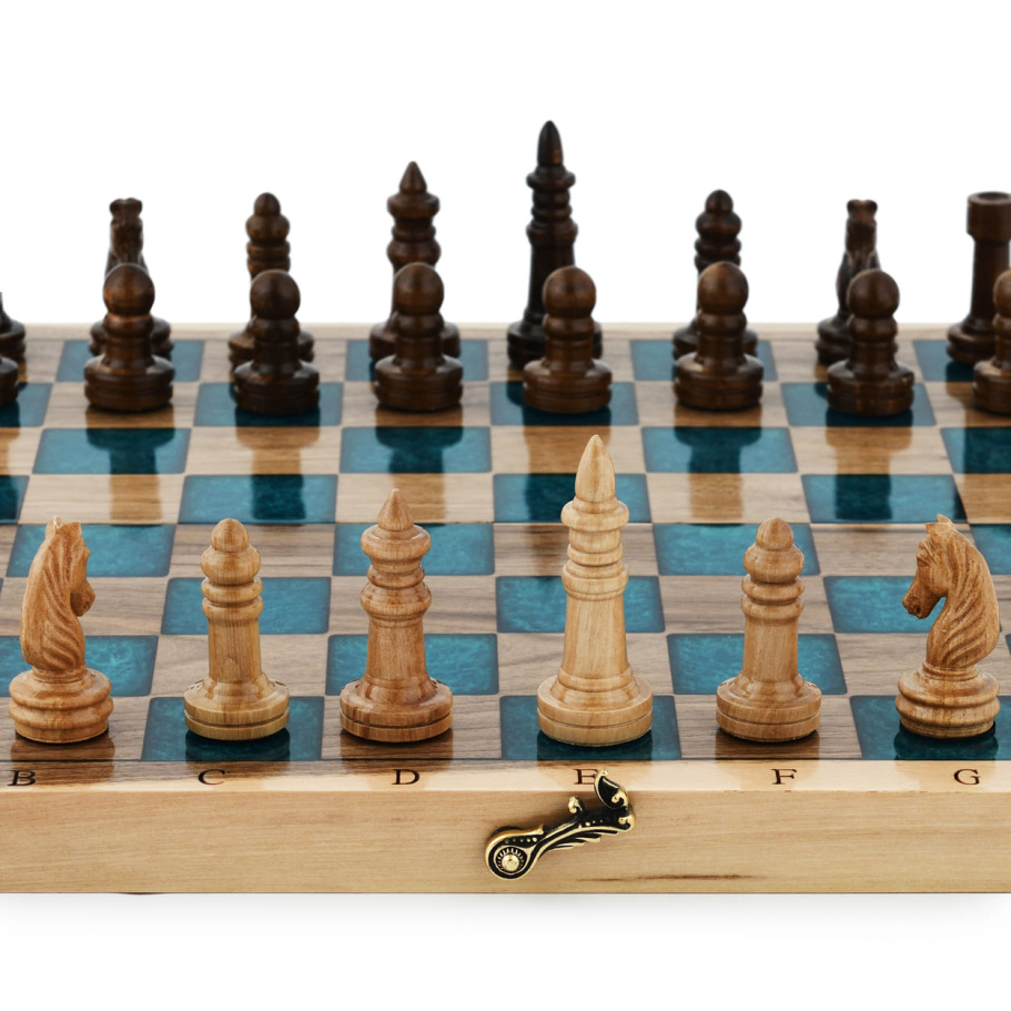 Шахматы + нарды резные "Лазурит" 40 купить в Екатеринбурге