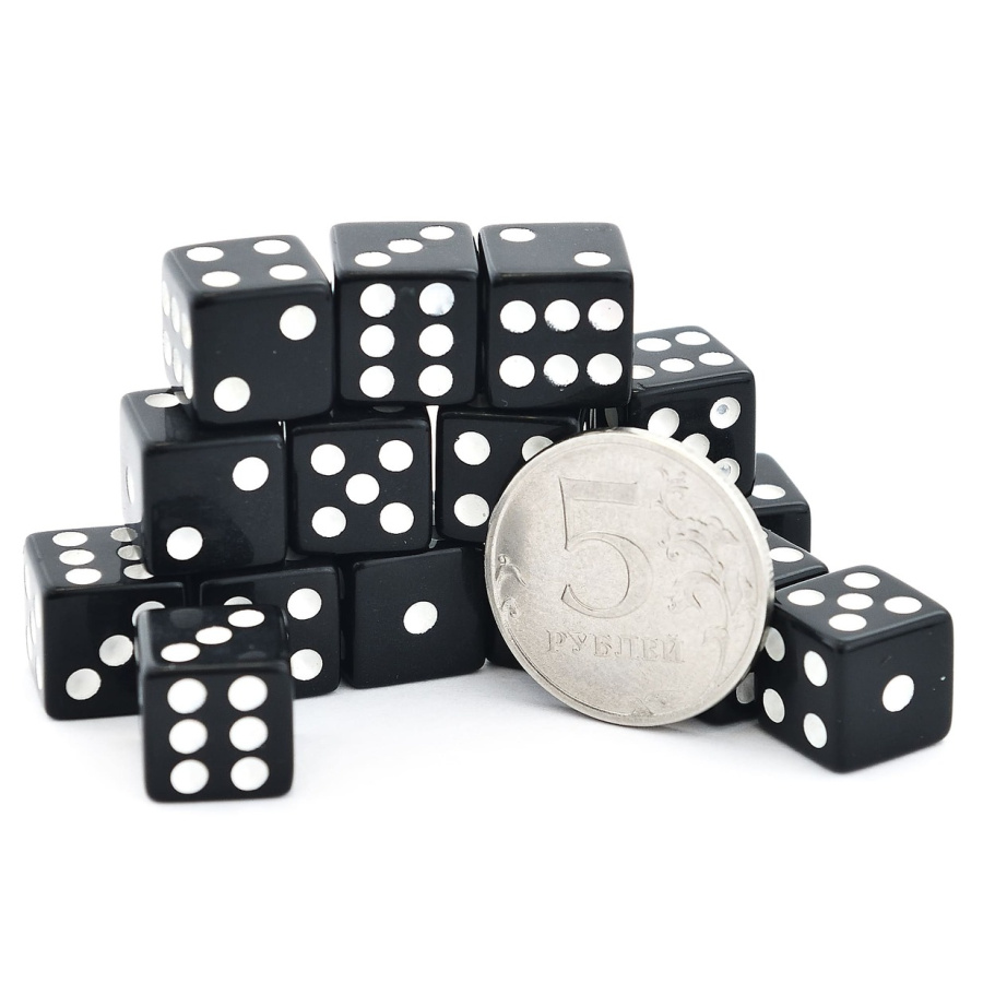 Кости игральные "Классика" пластик, черные, 12 мм (2 шт.) купить в Екатеринбурге