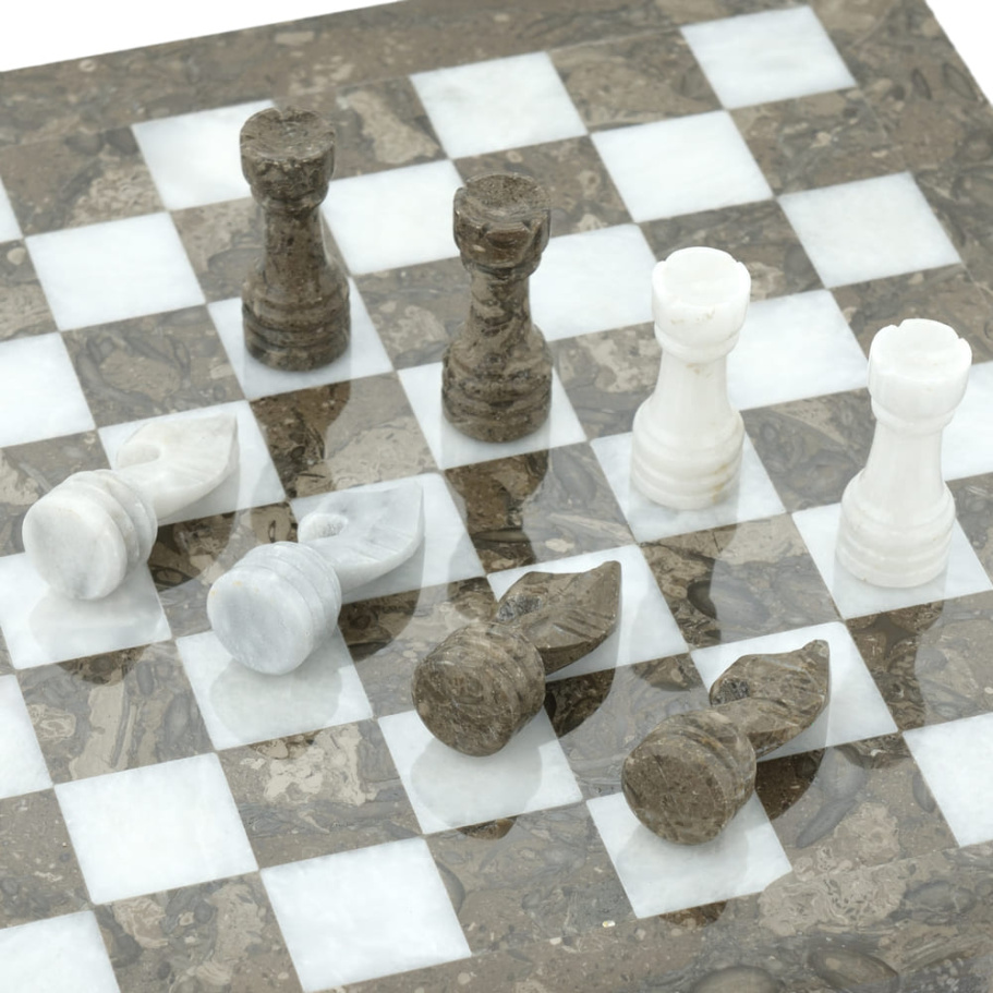 Шахматы из камня "Одиссея" серый мрамор 40 купить в Екатеринбурге