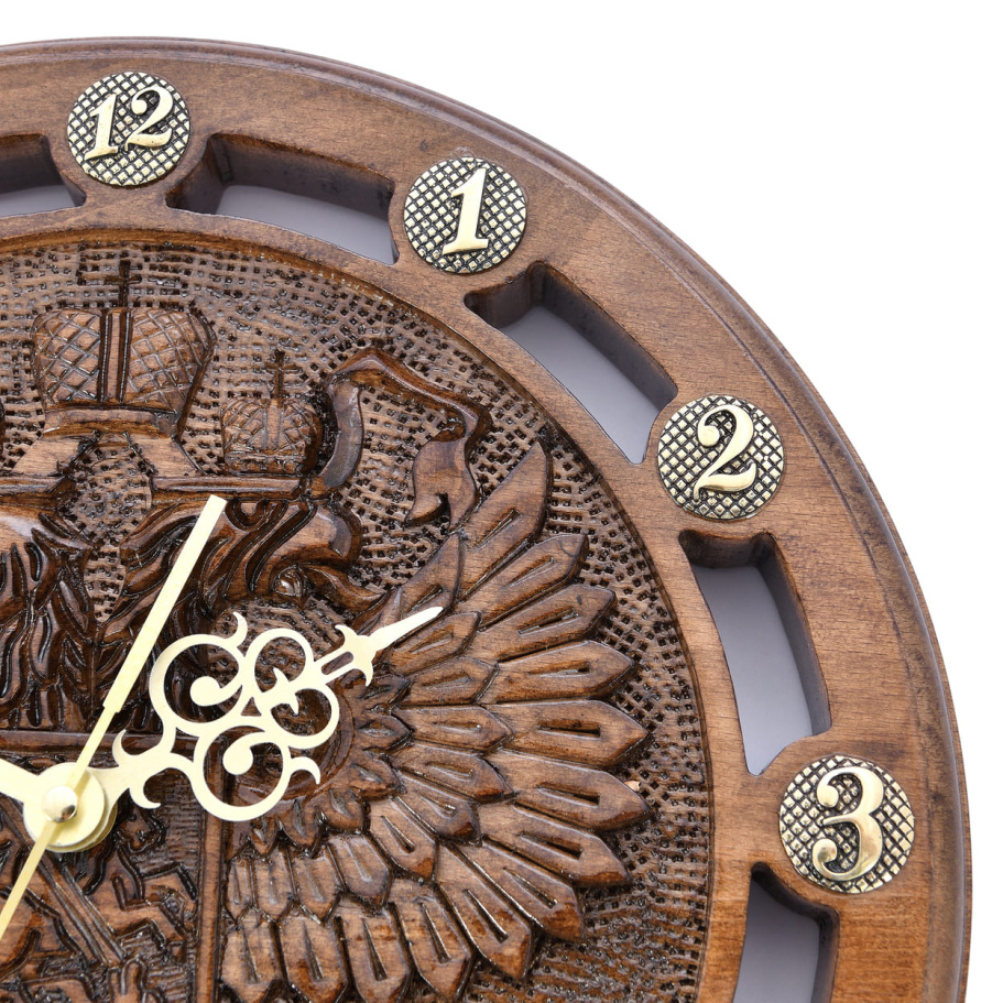 Часы настенные резные "Герб России" 30 купить в Екатеринбурге